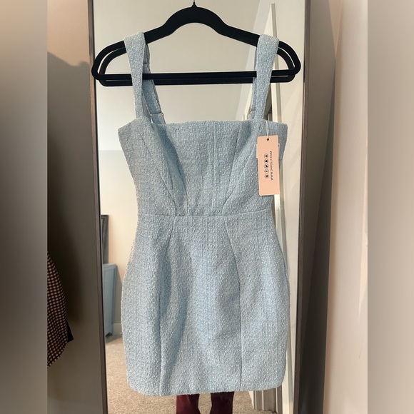 Oh Polly Tweed Square Neck Corset Mini Dress - Picture 3 of 5